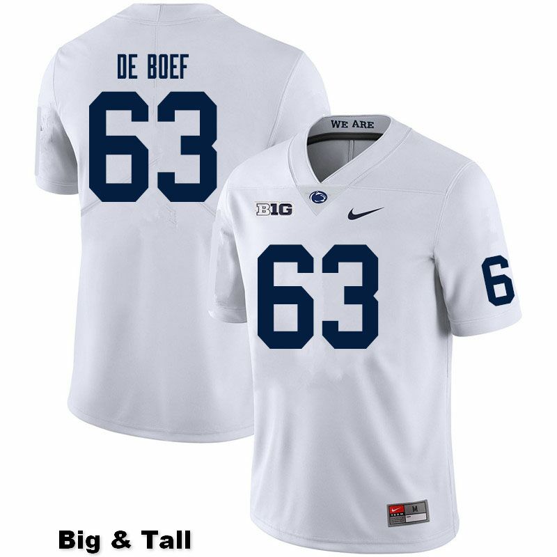 NCAA Nike Men's Penn State Nittany Lions Collin De Boef #63 College Football Authentic Big & Tall White Stitched Jersey UHF3398AB